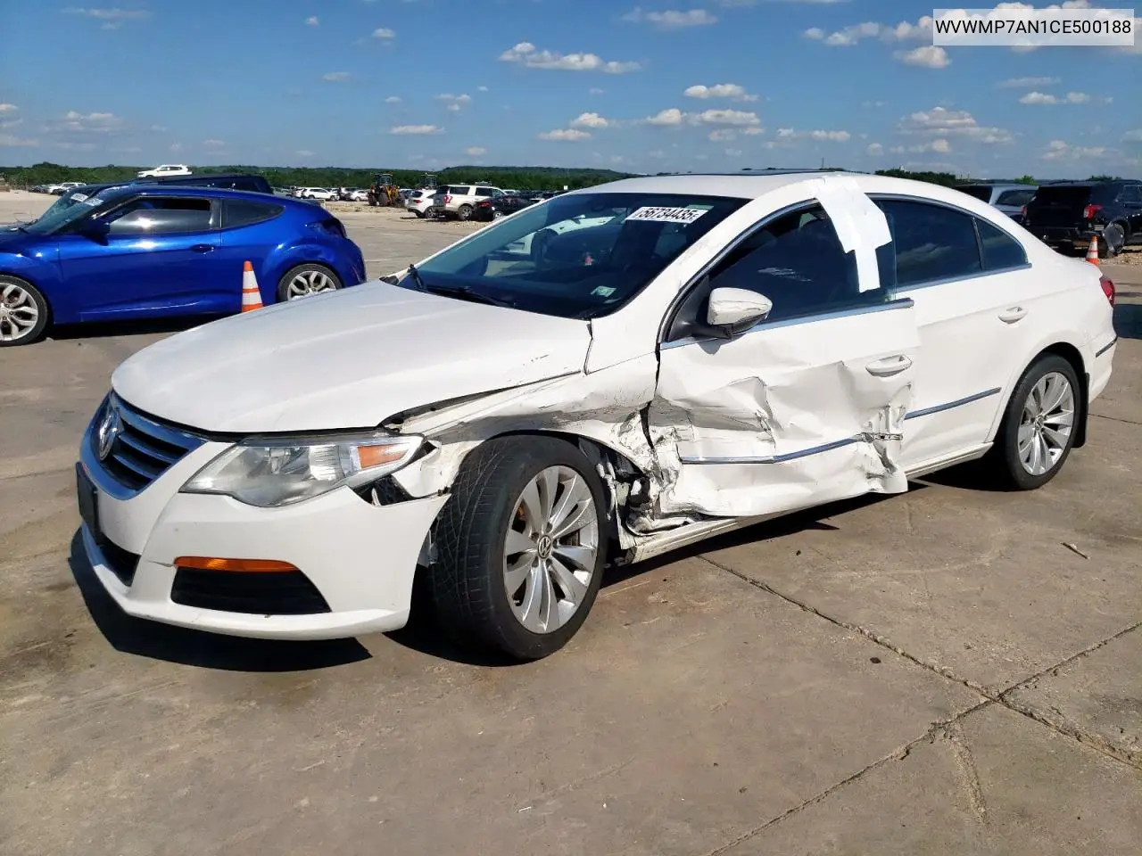 2012 Volkswagen Cc Sport VIN: WVWMP7AN1CE500188 Lot: 56734435