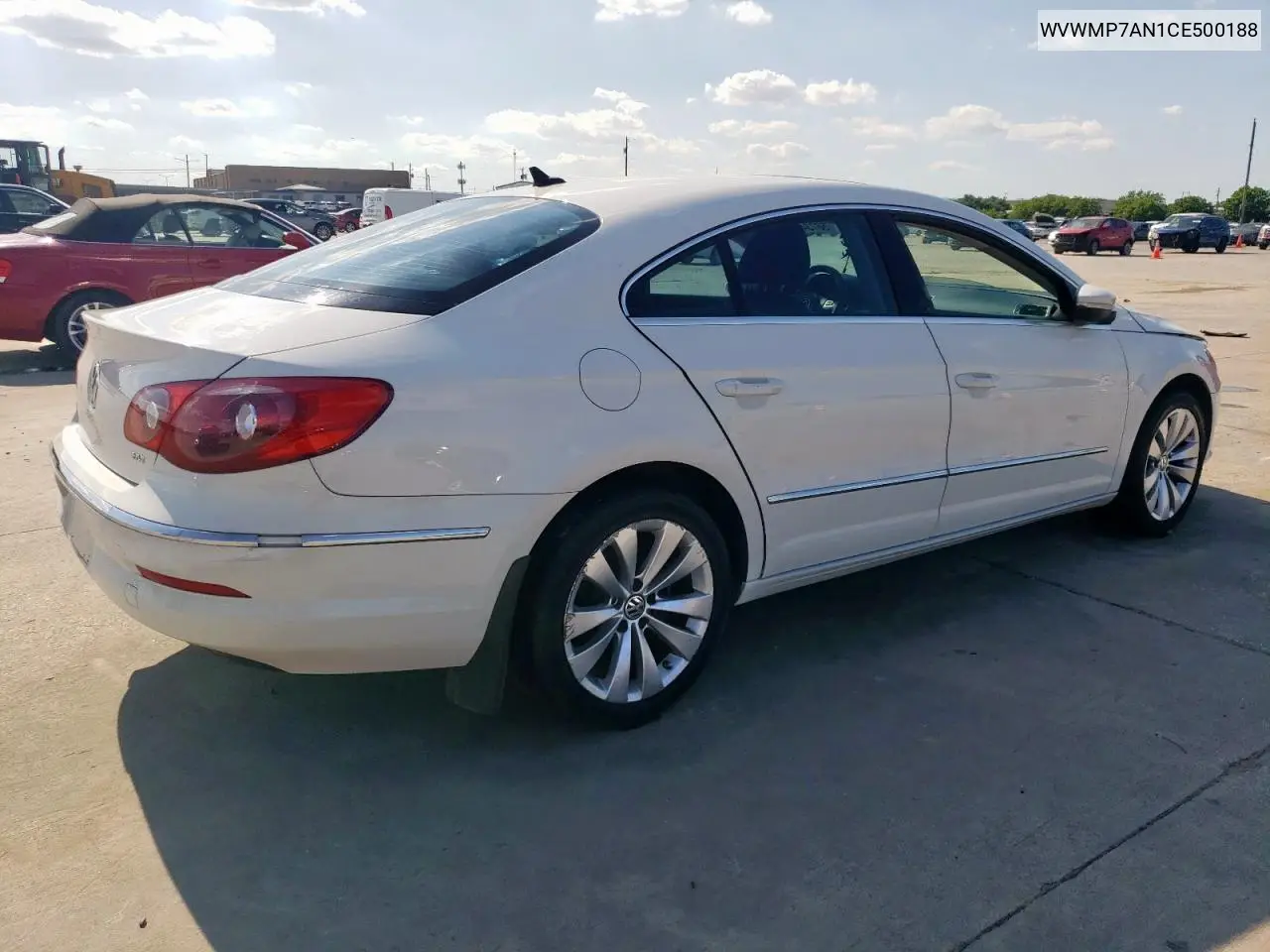 2012 Volkswagen Cc Sport VIN: WVWMP7AN1CE500188 Lot: 56734435