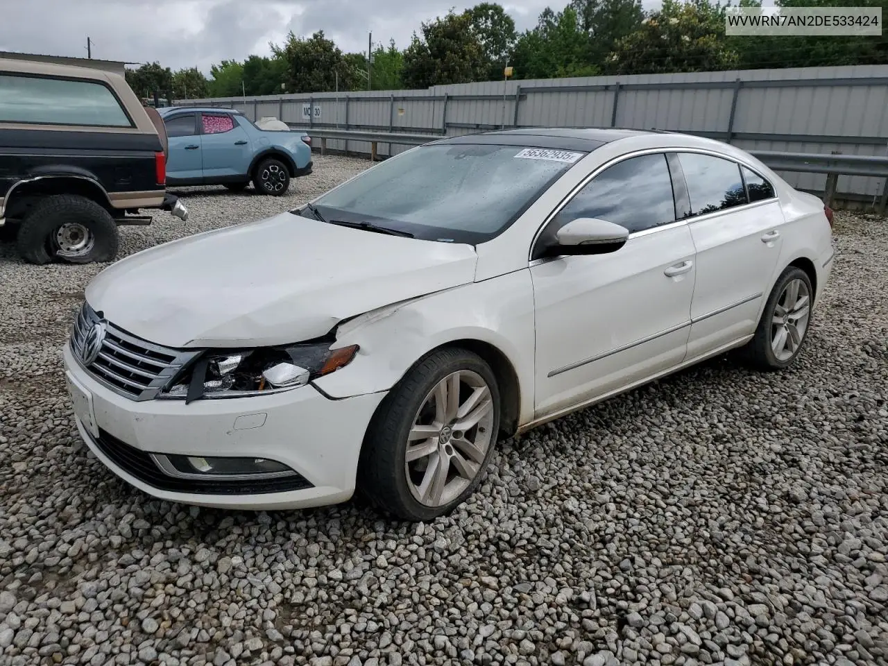 2013 Volkswagen Cc Luxury VIN: WVWRN7AN2DE533424 Lot: 56362935