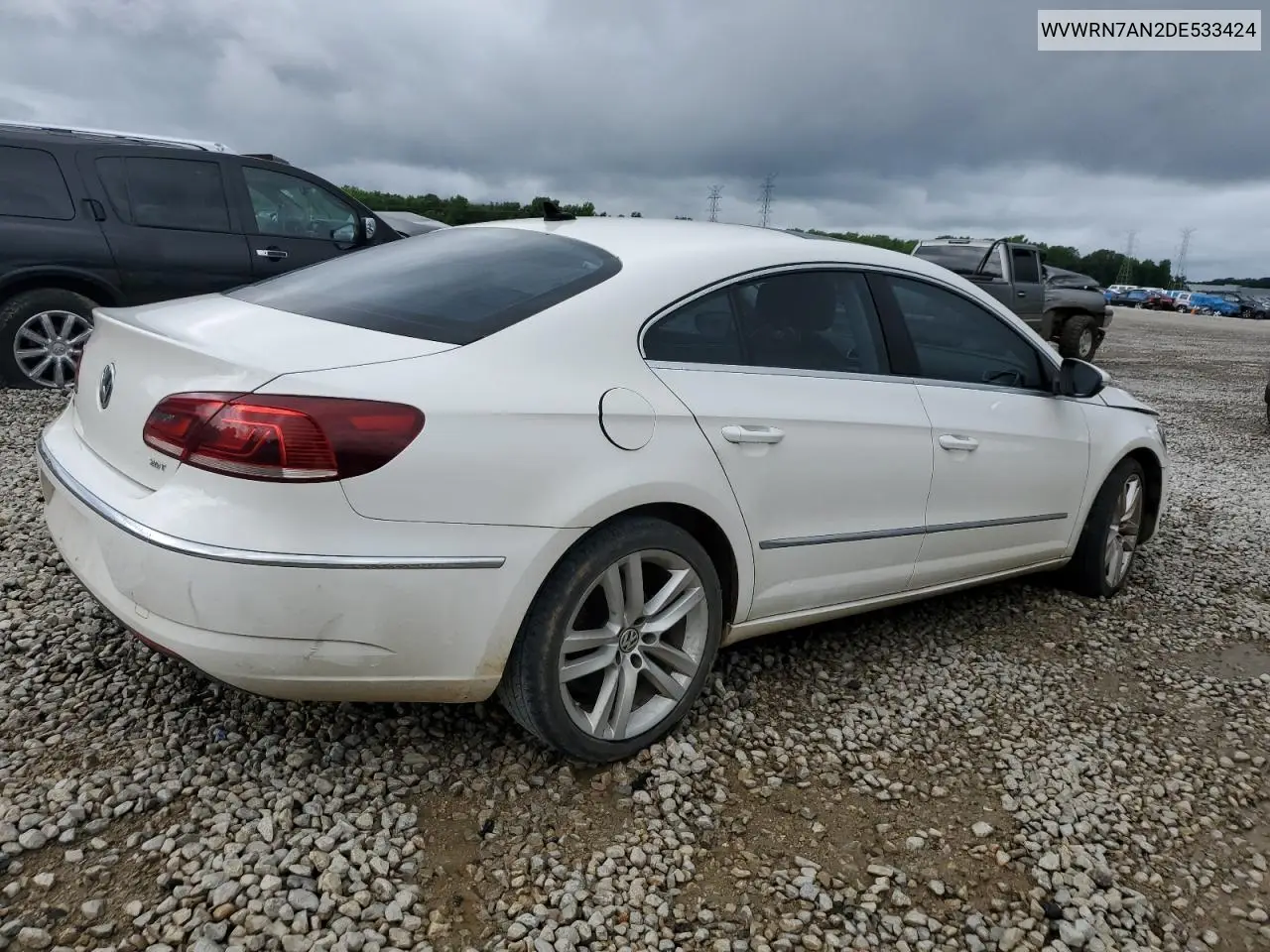 2013 Volkswagen Cc Luxury VIN: WVWRN7AN2DE533424 Lot: 56362935