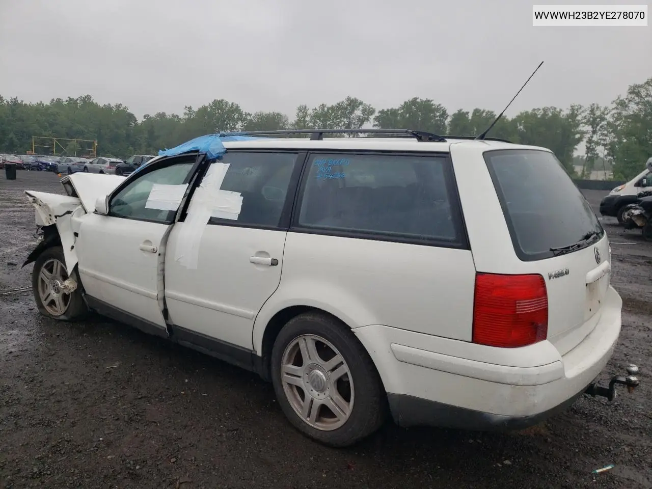 2000 Volkswagen Passat Glx 4Motion VIN: WVWWH23B2YE278070 Lot: 60226375