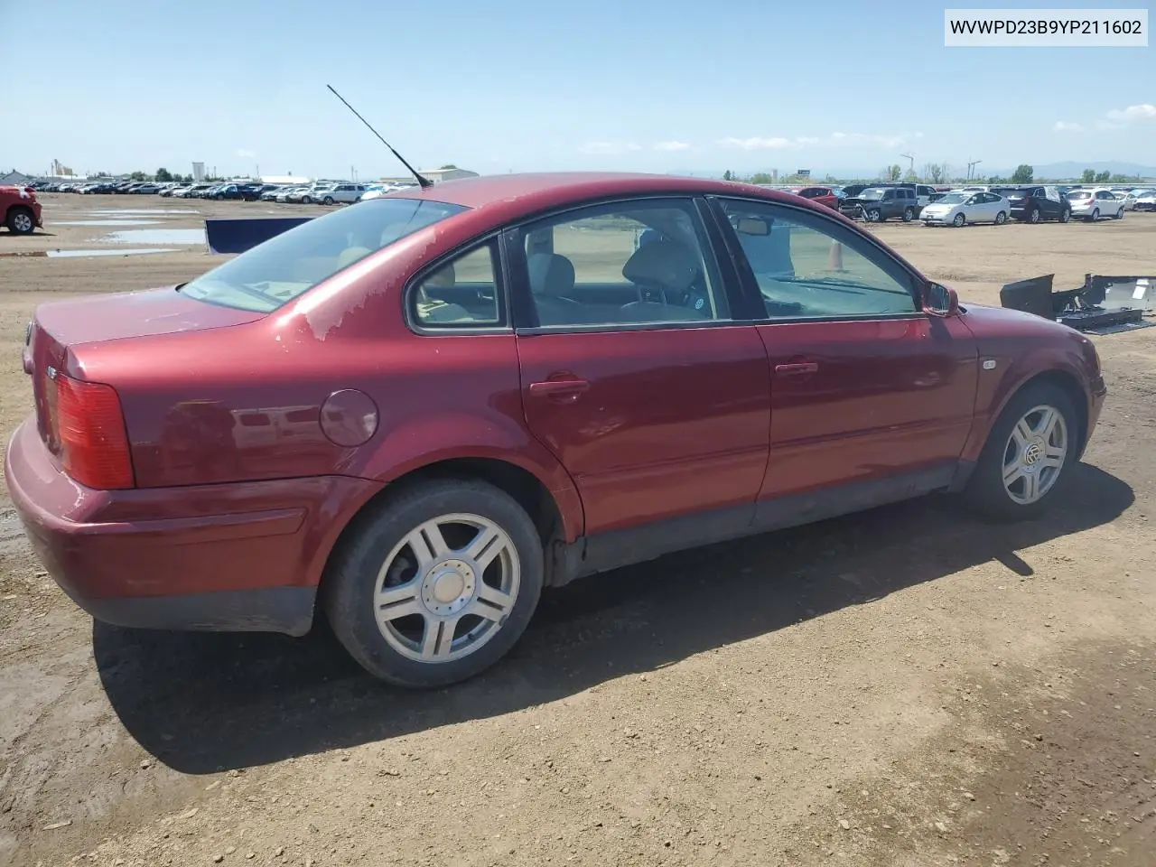 2000 Volkswagen Passat Glx VIN: WVWPD23B9YP211602 Lot: 61509955