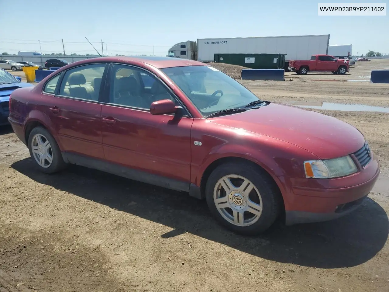 2000 Volkswagen Passat Glx VIN: WVWPD23B9YP211602 Lot: 61509955