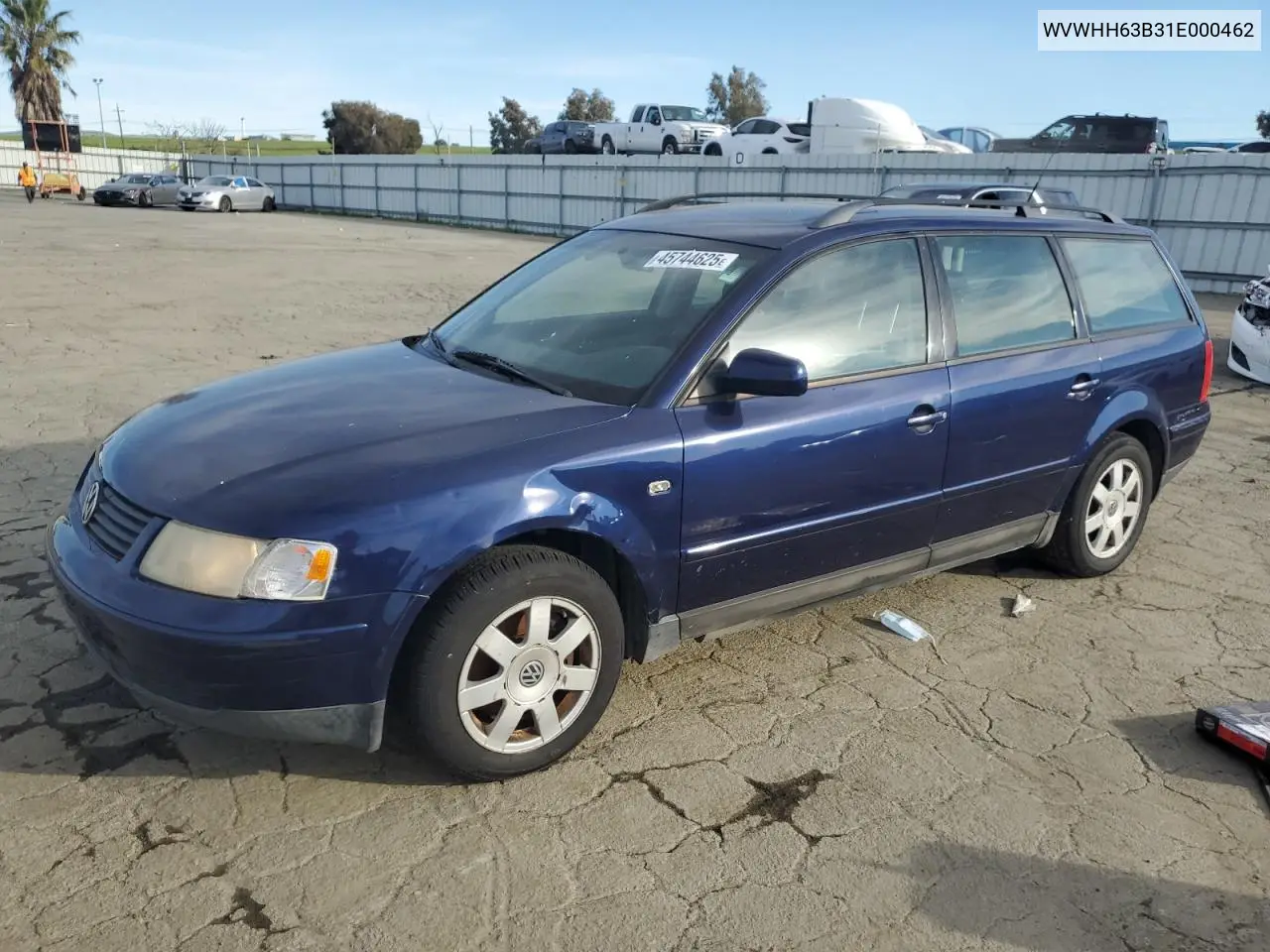 2001 Volkswagen Passat Gls VIN: WVWHH63B31E000462 Lot: 45744625