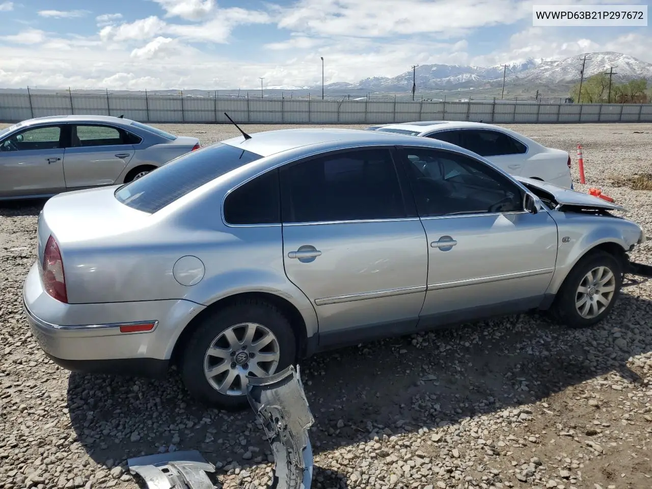 2001 Volkswagen Passat Gls VIN: WVWPD63B21P297672 Lot: 53581675