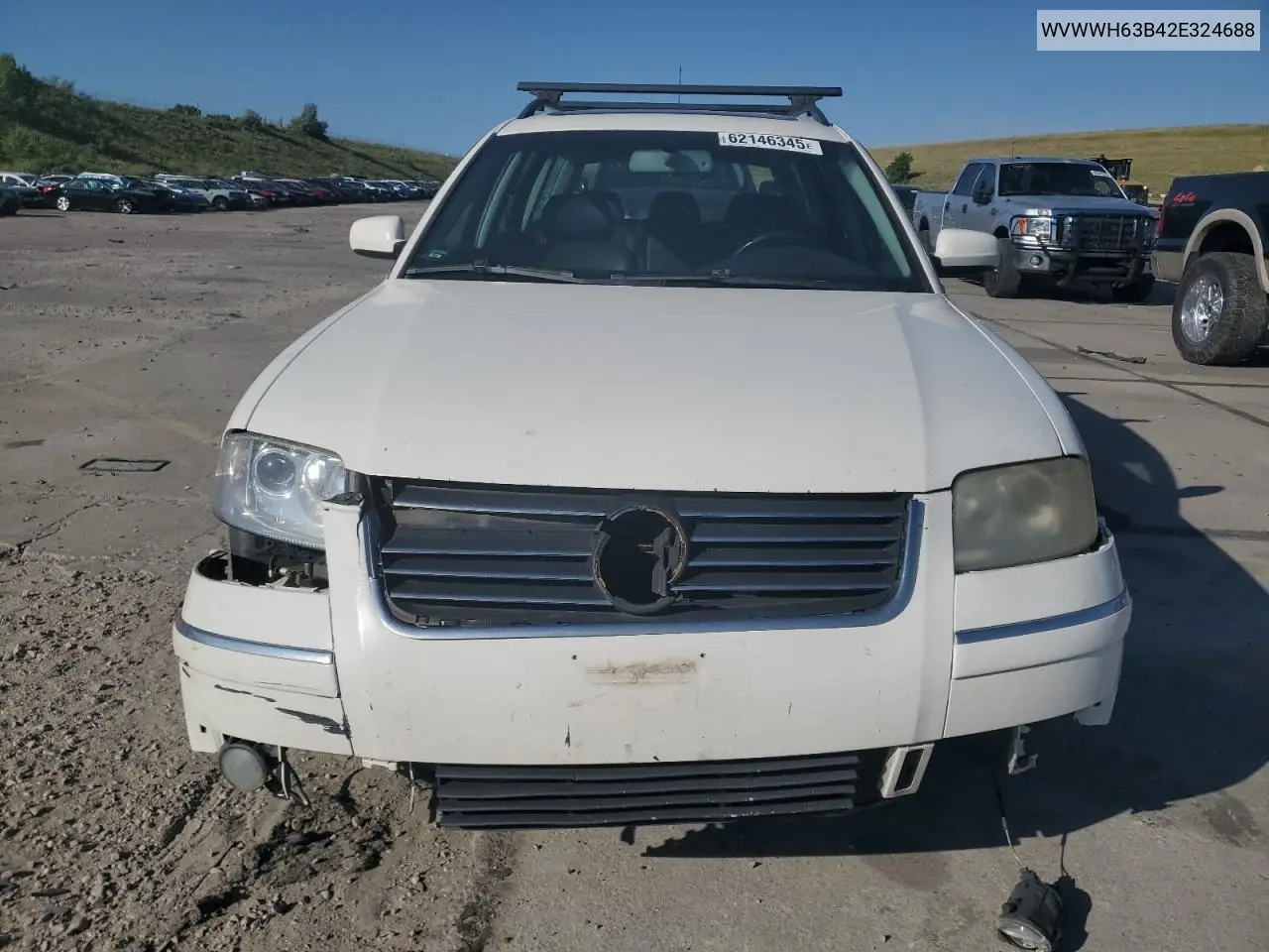 2002 Volkswagen Passat Glx VIN: WVWWH63B42E324688 Lot: 62146345