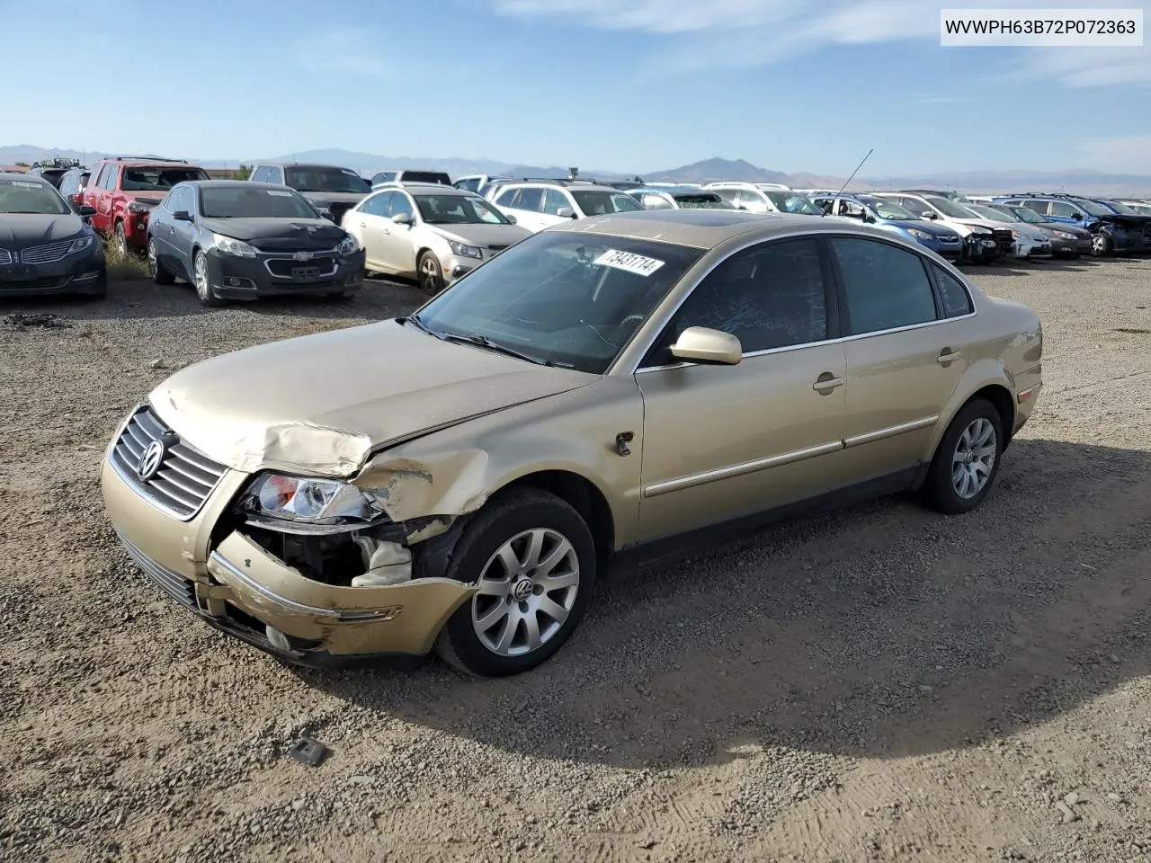 2002 Volkswagen Passat Gls VIN: WVWPH63B72P072363 Lot: 73431714