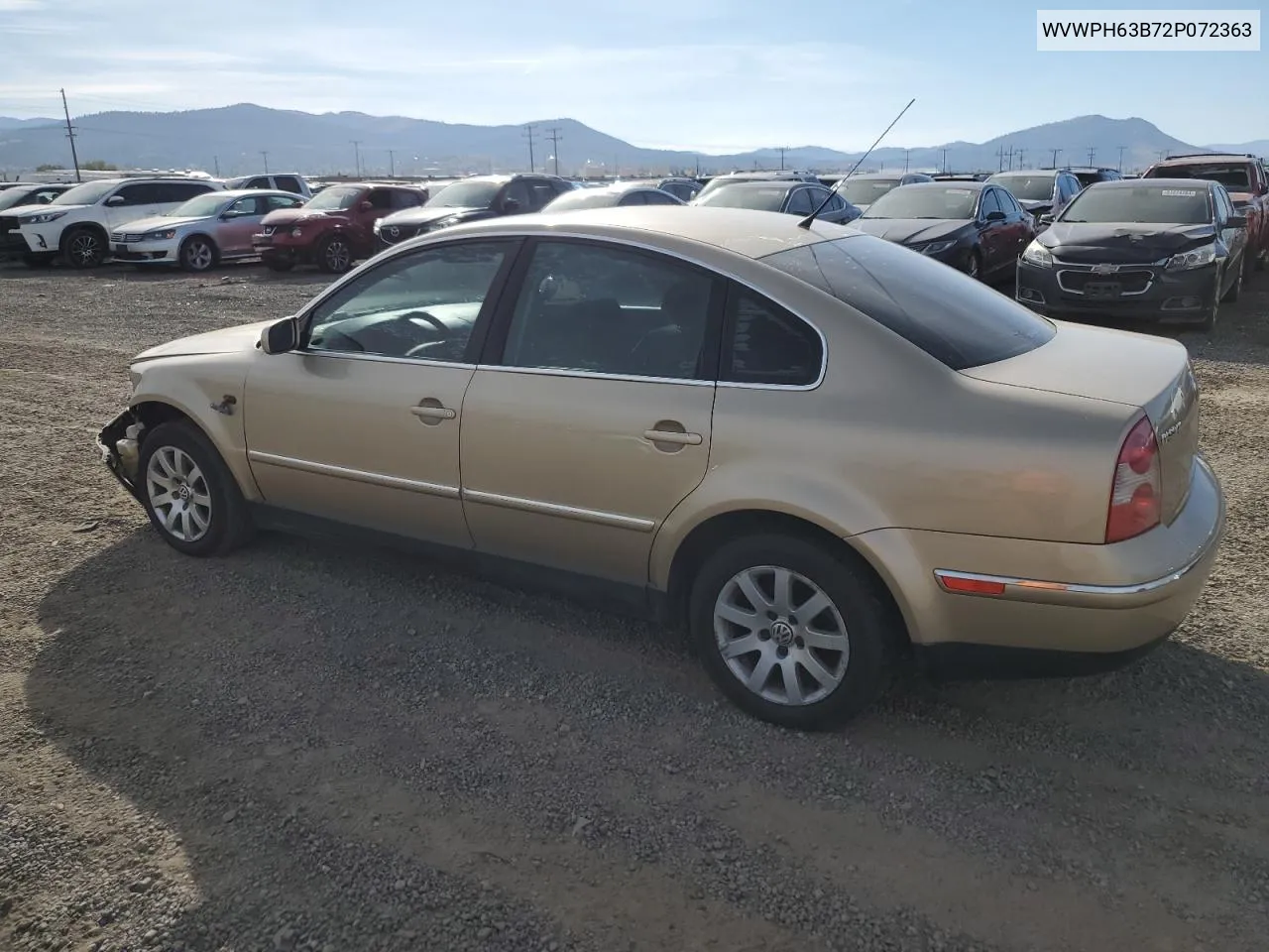 2002 Volkswagen Passat Gls VIN: WVWPH63B72P072363 Lot: 73431714