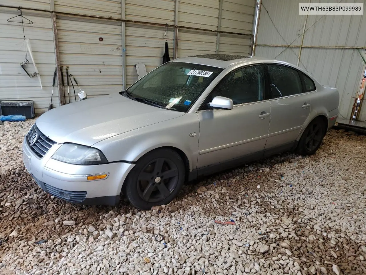 2003 Volkswagen Passat Glx 4Motion VIN: WVWTH63B83P099989 Lot: 51768685