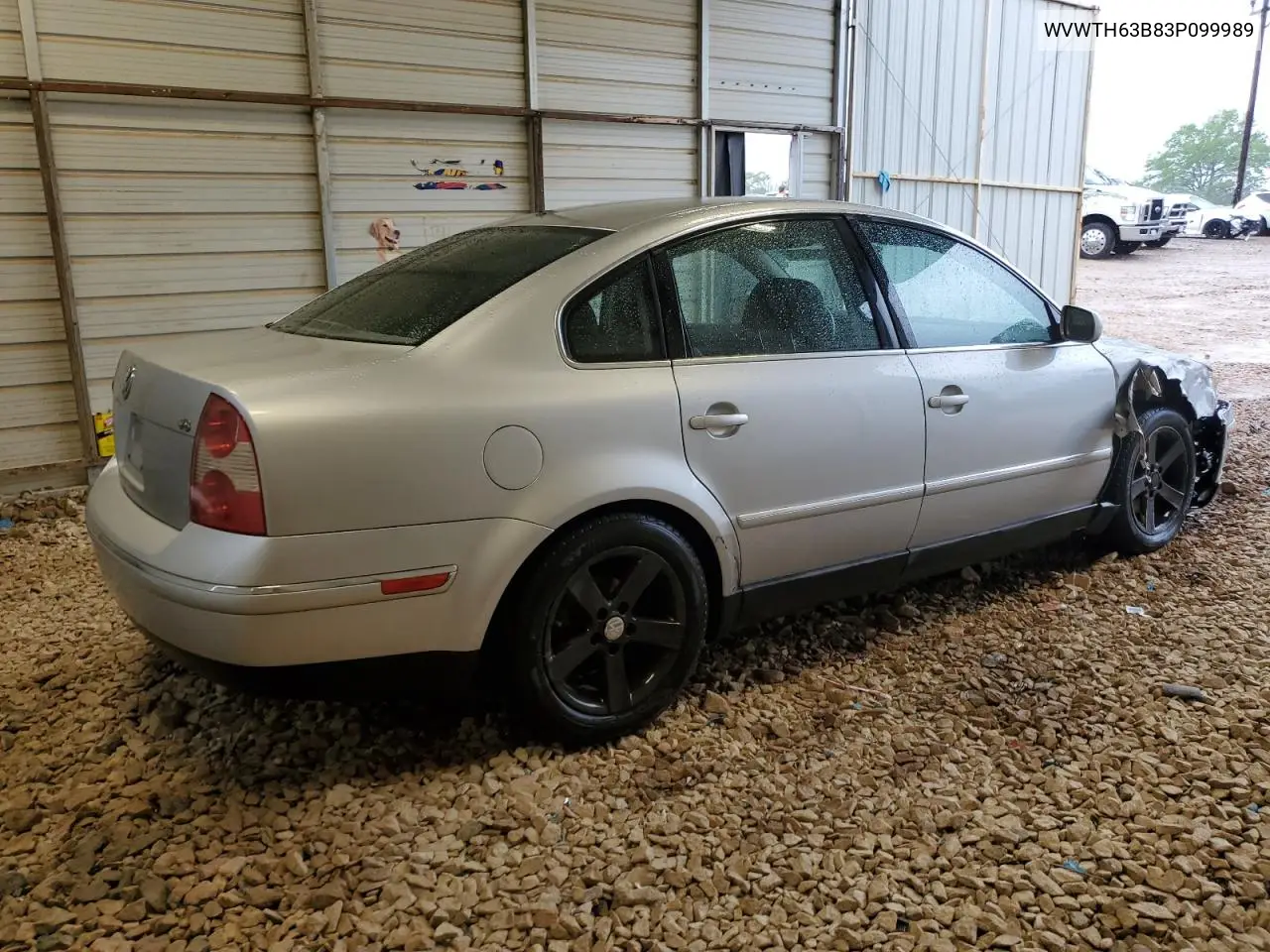 2003 Volkswagen Passat Glx 4Motion VIN: WVWTH63B83P099989 Lot: 51768685