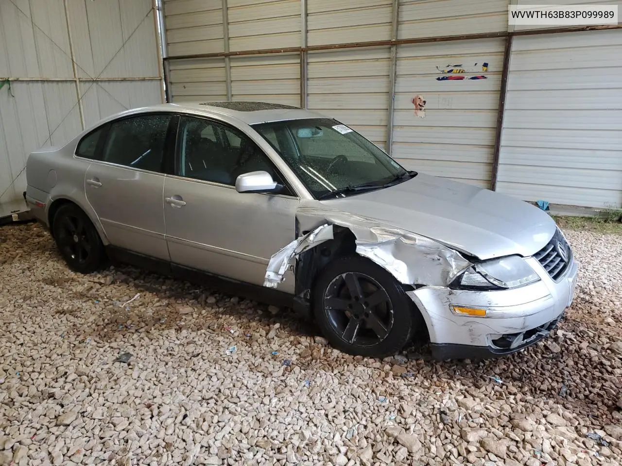 2003 Volkswagen Passat Glx 4Motion VIN: WVWTH63B83P099989 Lot: 51768685