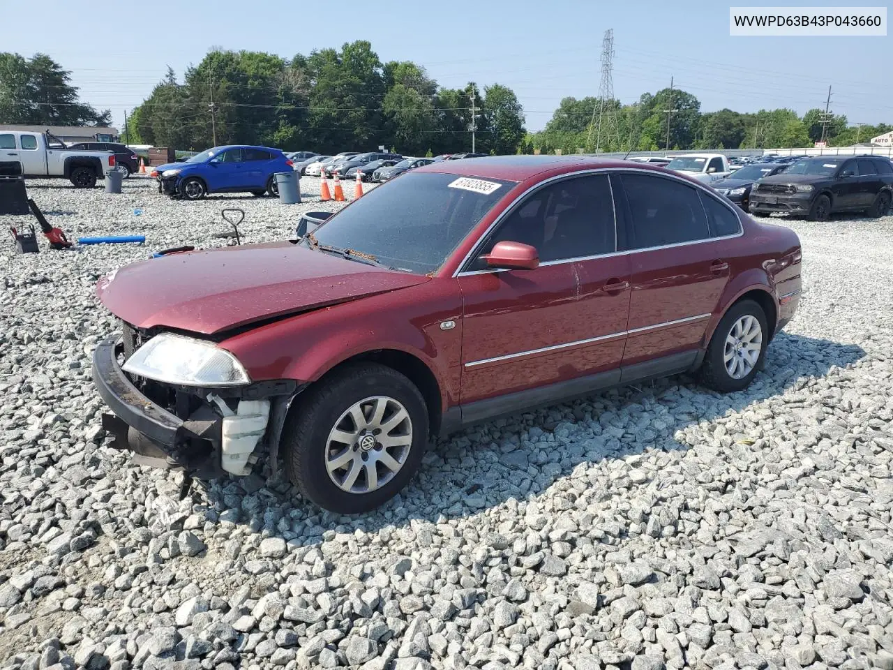 2003 Volkswagen Passat Gls VIN: WVWPD63B43P043660 Lot: 61823855