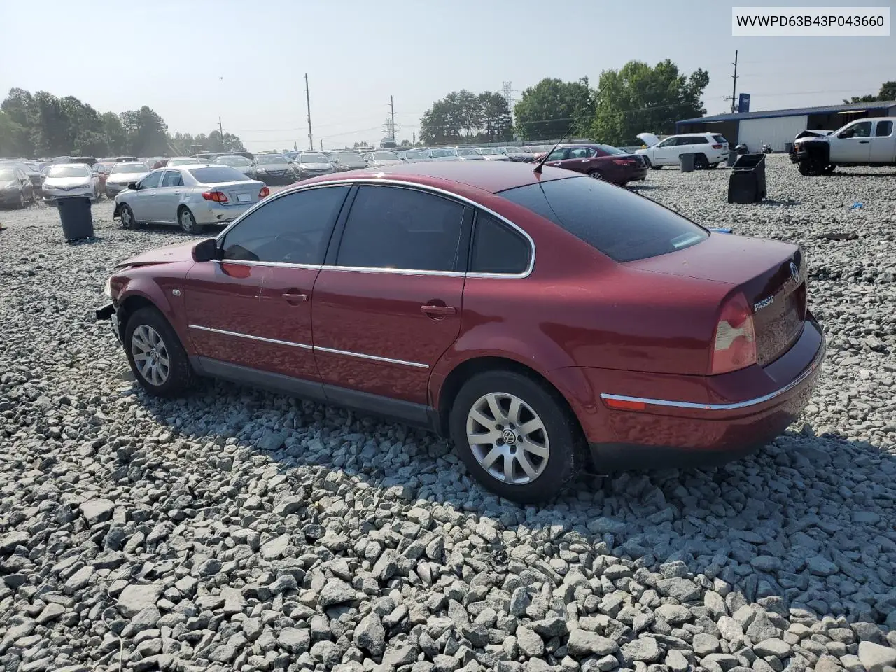 2003 Volkswagen Passat Gls VIN: WVWPD63B43P043660 Lot: 61823855