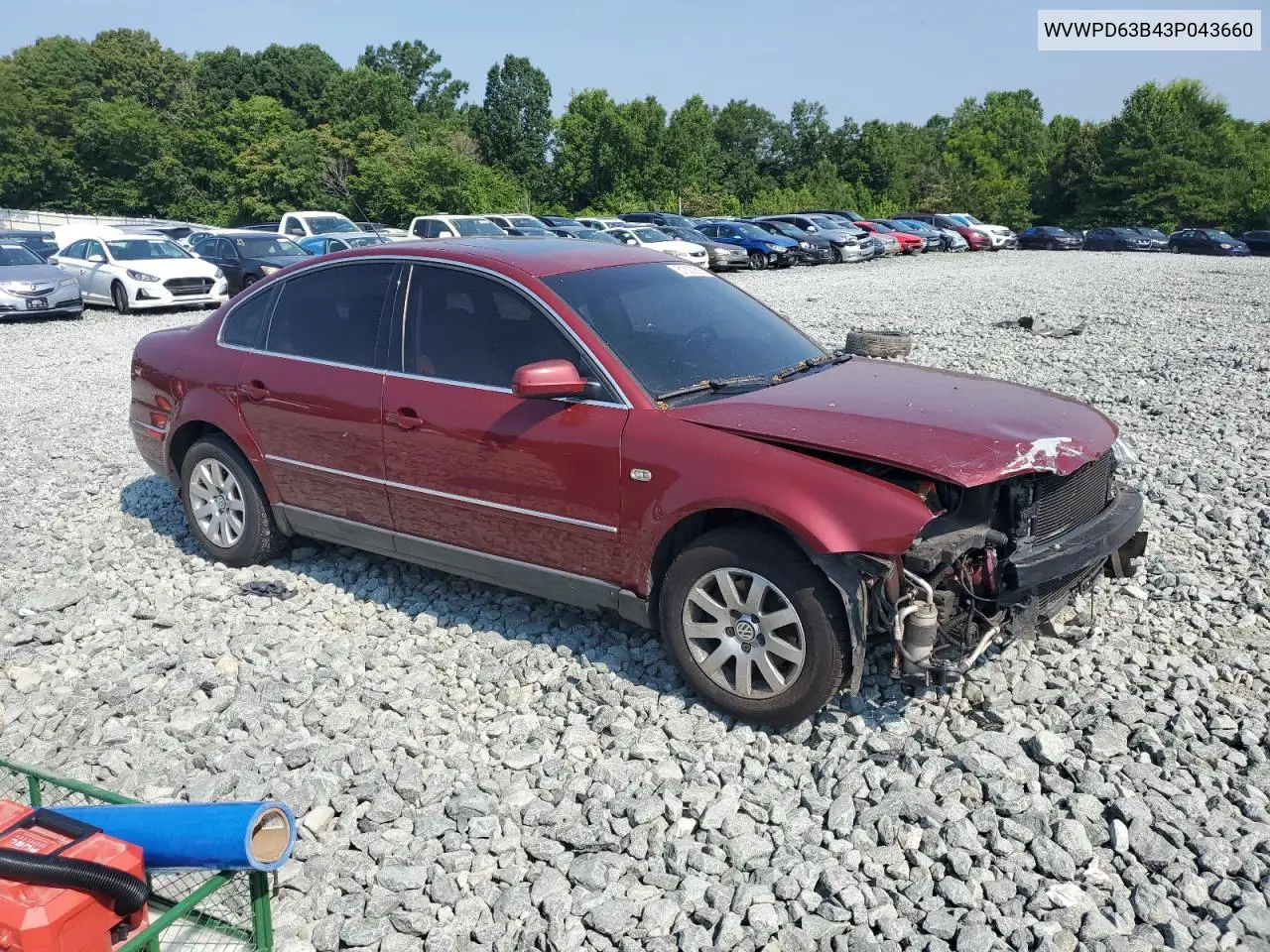 2003 Volkswagen Passat Gls VIN: WVWPD63B43P043660 Lot: 61823855