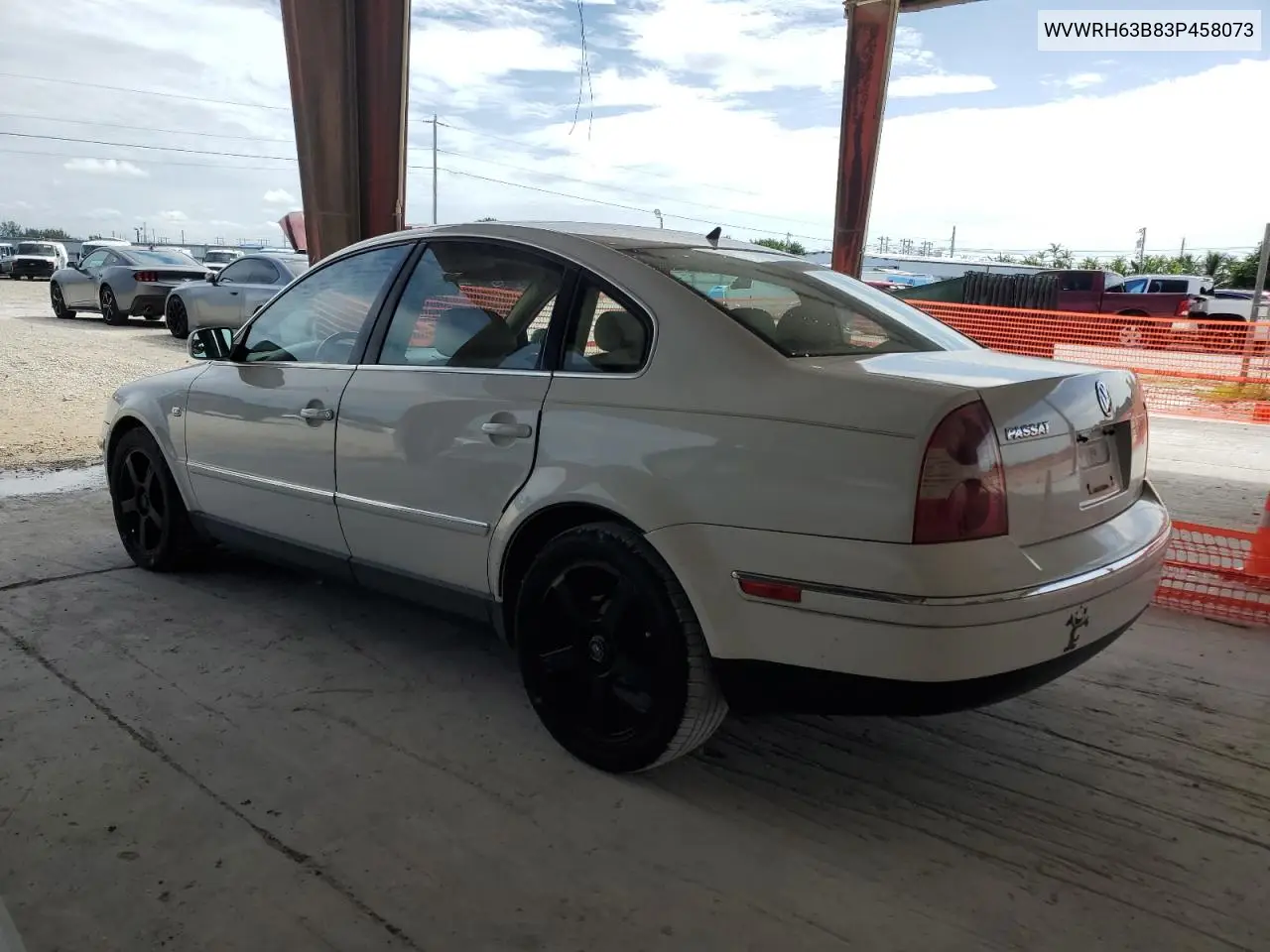 2003 Volkswagen Passat Glx VIN: WVWRH63B83P458073 Lot: 62129105
