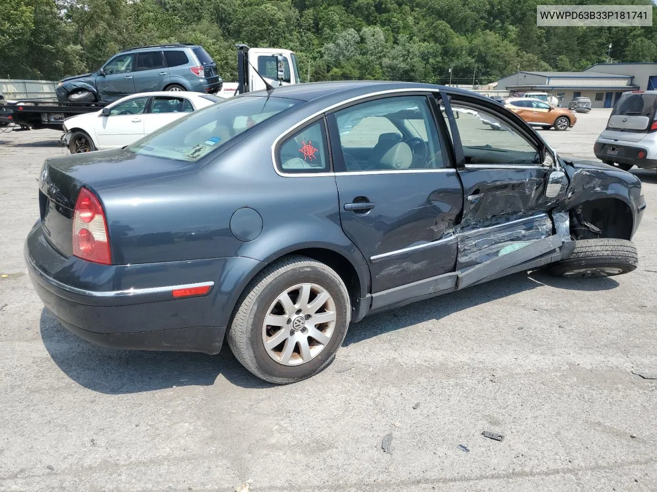 2003 Volkswagen Passat Gls VIN: WVWPD63B33P181741 Lot: 63219324