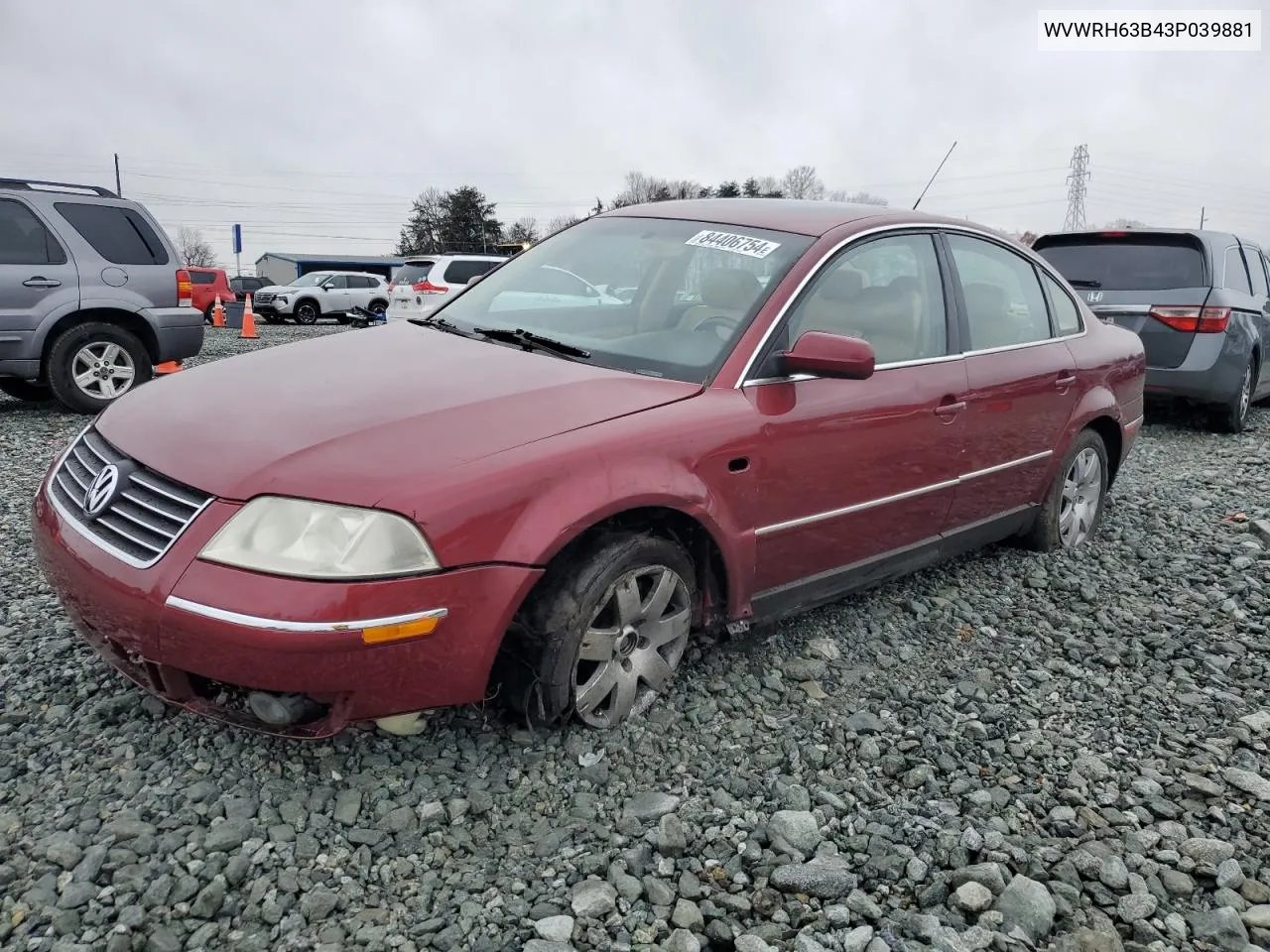 2003 Volkswagen Passat Glx VIN: WVWRH63B43P039881 Lot: 84406754