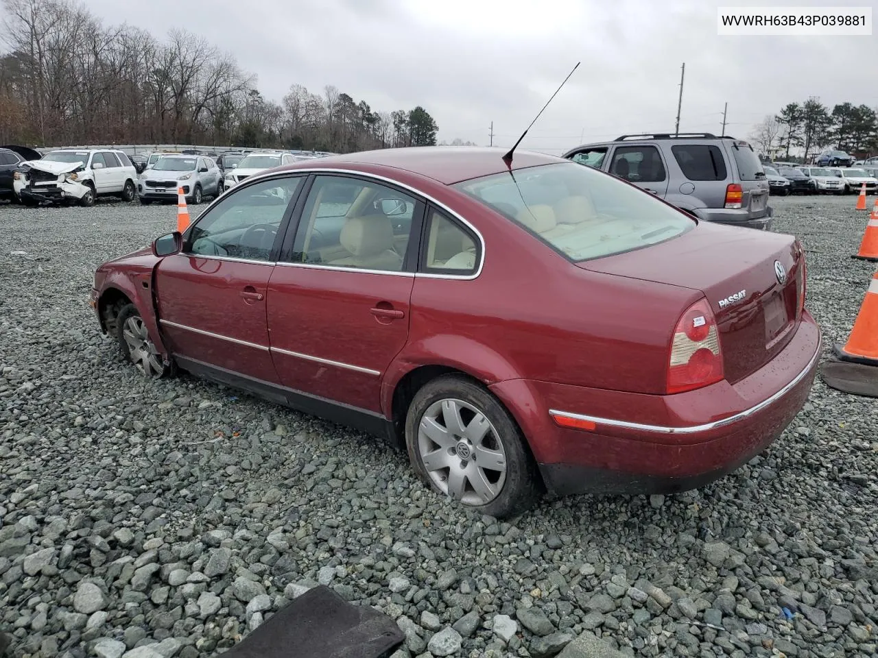 2003 Volkswagen Passat Glx VIN: WVWRH63B43P039881 Lot: 84406754