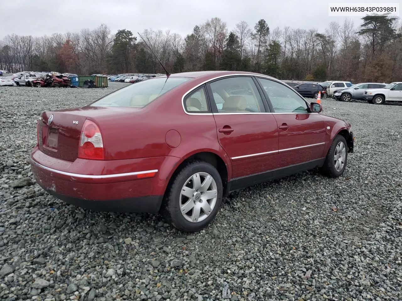2003 Volkswagen Passat Glx VIN: WVWRH63B43P039881 Lot: 84406754