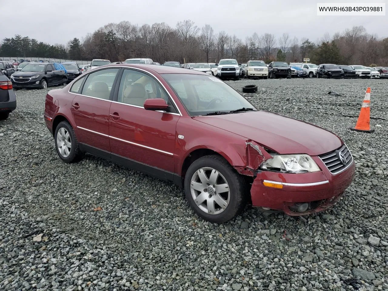 2003 Volkswagen Passat Glx VIN: WVWRH63B43P039881 Lot: 84406754