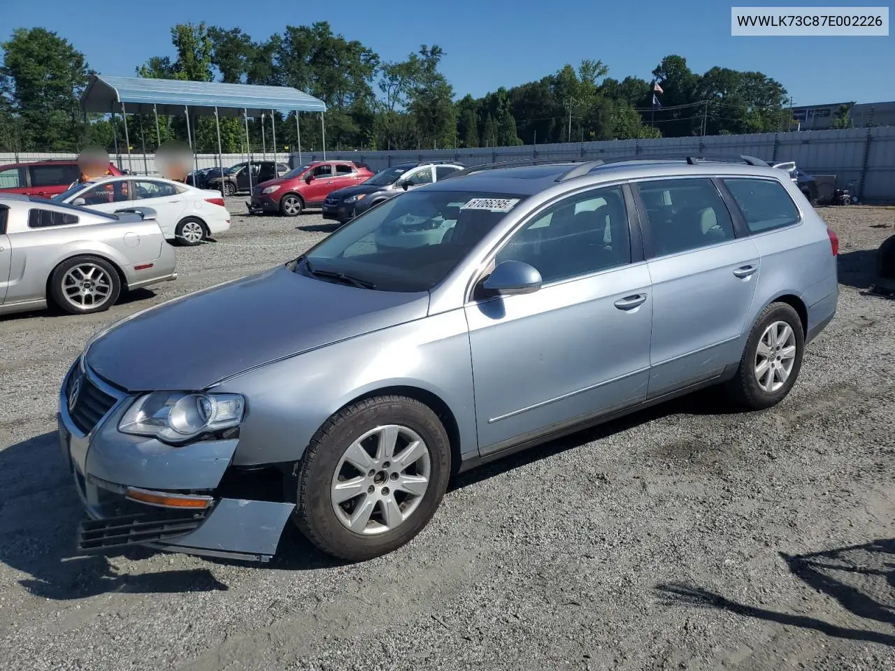 2007 Volkswagen Passat 2.0T Wagon Value VIN: WVWLK73C87E002226 Lot: 61066295