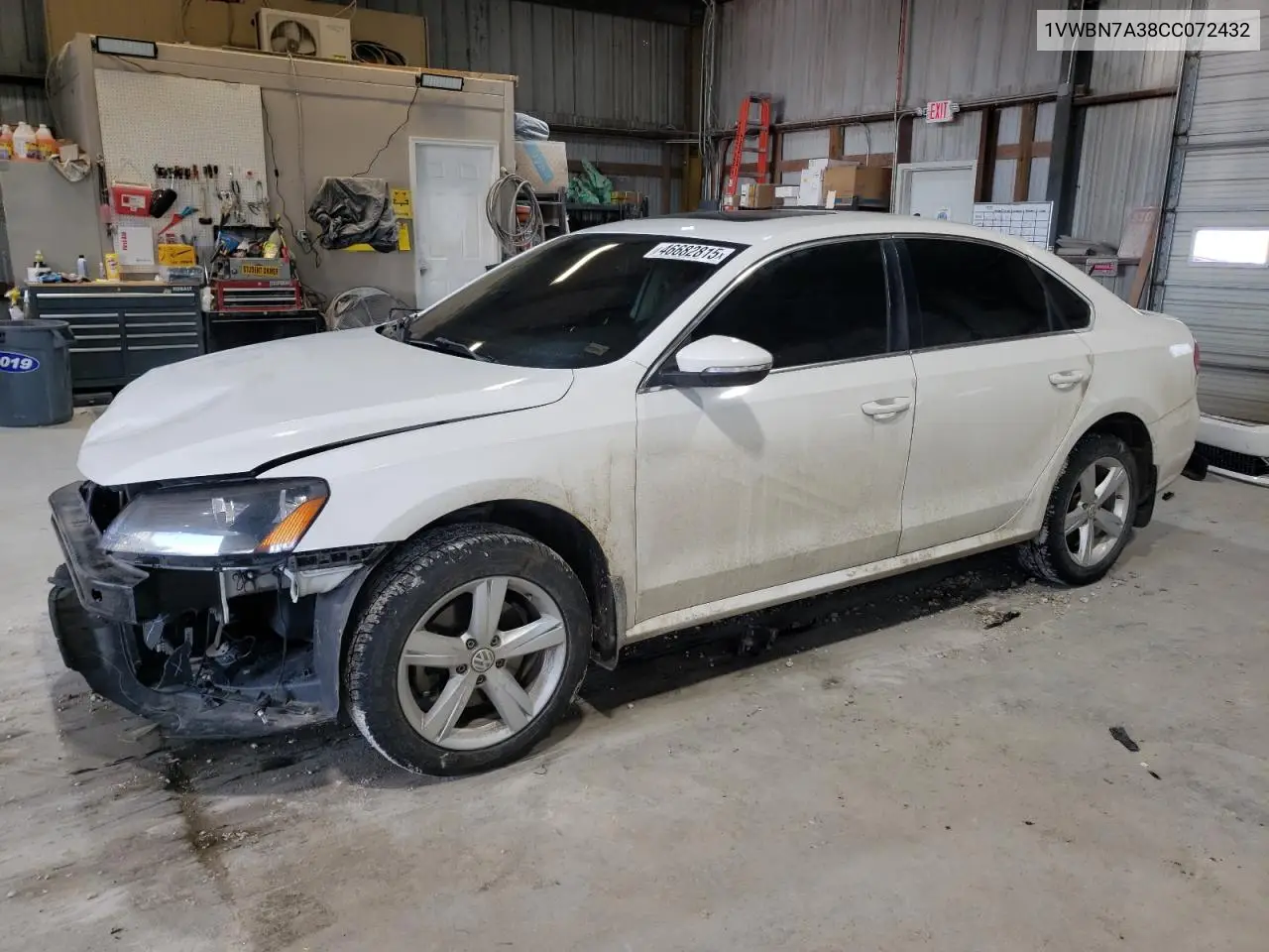 2012 Volkswagen Passat Se VIN: 1VWBN7A38CC072432 Lot: 46682815