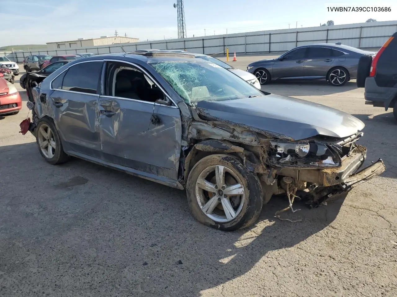 2012 Volkswagen Passat Se VIN: 1VWBN7A39CC103686 Lot: 48421385