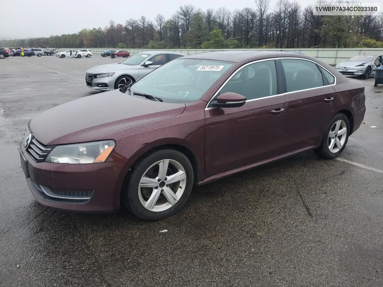 2012 Volkswagen Passat Se VIN: 1VWBP7A34CC033380 Lot: 56273975