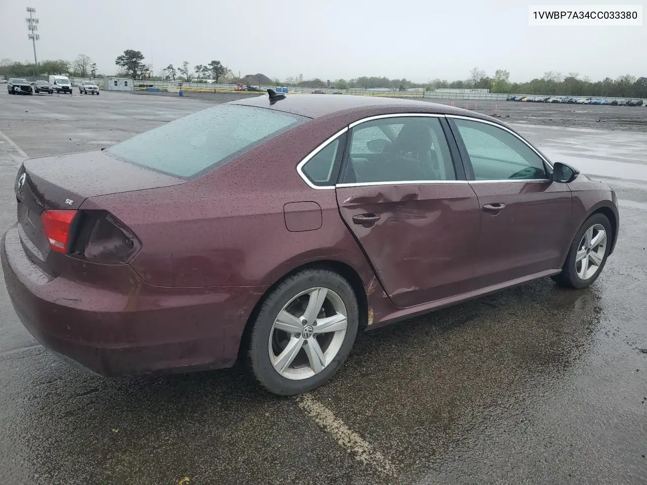 2012 Volkswagen Passat Se VIN: 1VWBP7A34CC033380 Lot: 56273975