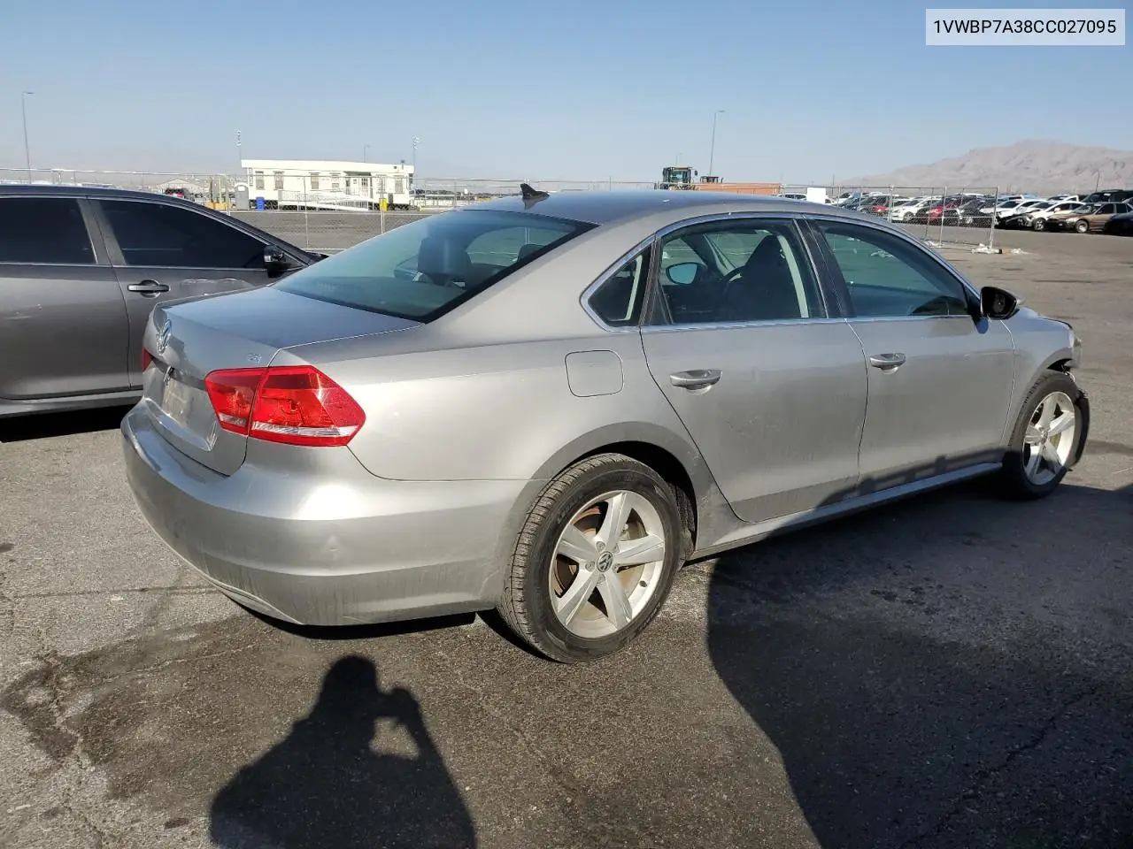 2012 Volkswagen Passat Se VIN: 1VWBP7A38CC027095 Lot: 56327785