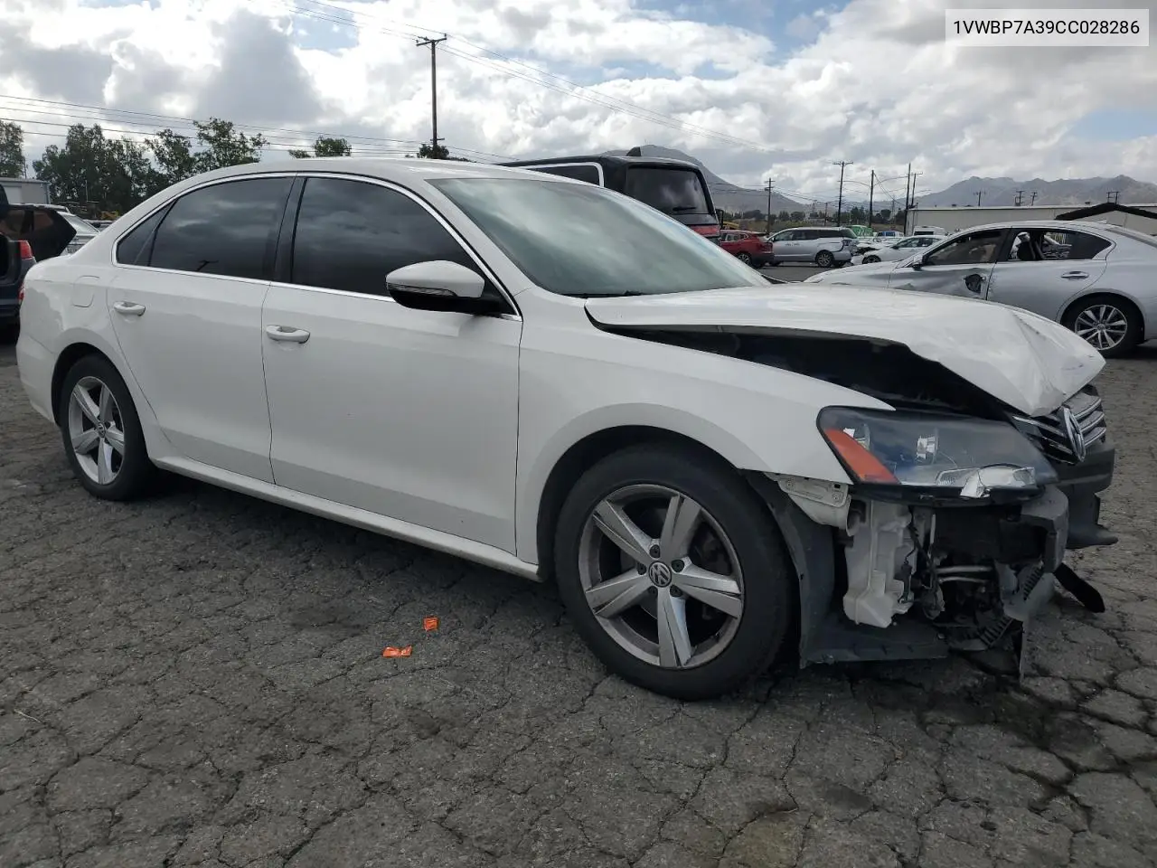 2012 Volkswagen Passat Se VIN: 1VWBP7A39CC028286 Lot: 56596085