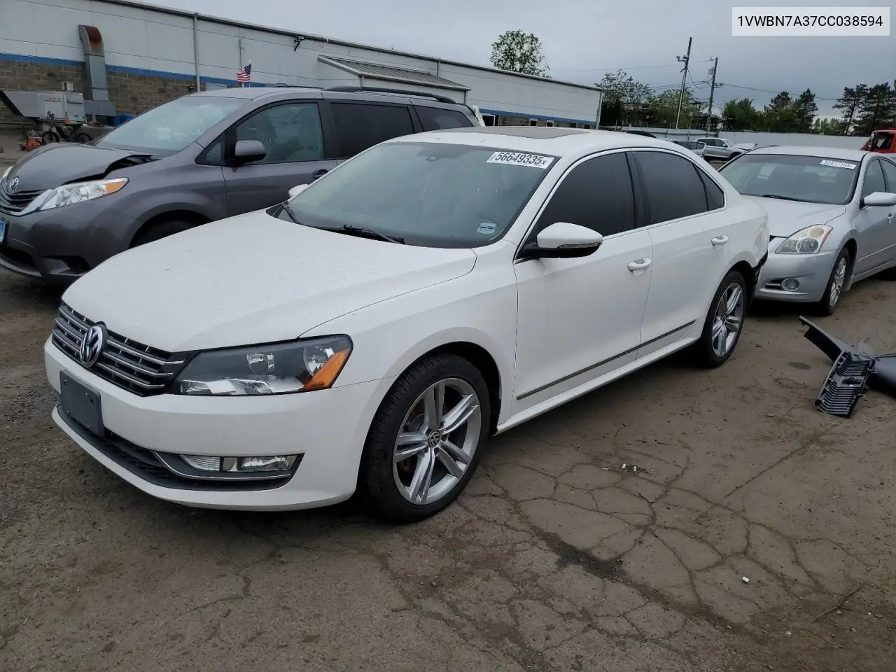 2012 Volkswagen Passat Se VIN: 1VWBN7A37CC038594 Lot: 56649335