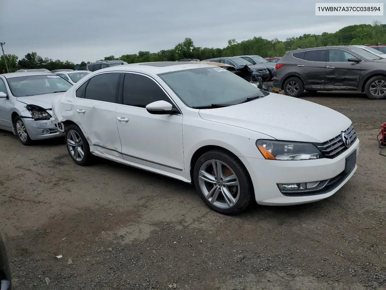 2012 Volkswagen Passat Se VIN: 1VWBN7A37CC038594 Lot: 56649335