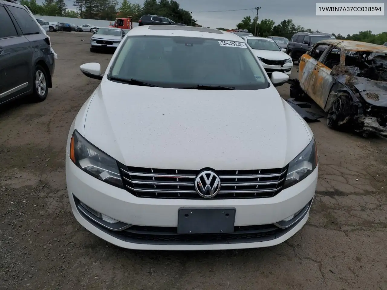 2012 Volkswagen Passat Se VIN: 1VWBN7A37CC038594 Lot: 56649335