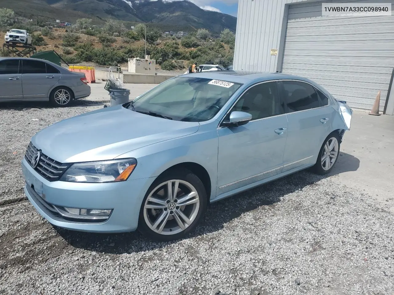 2012 Volkswagen Passat Se VIN: 1VWBN7A33CC098940 Lot: 56875125