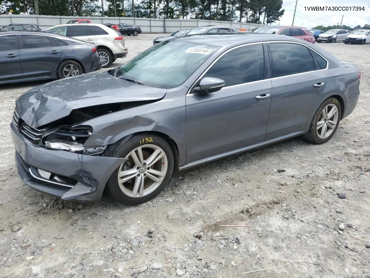 2012 Volkswagen Passat Se VIN: 1VWBM7A30CC017394 Lot: 57055145