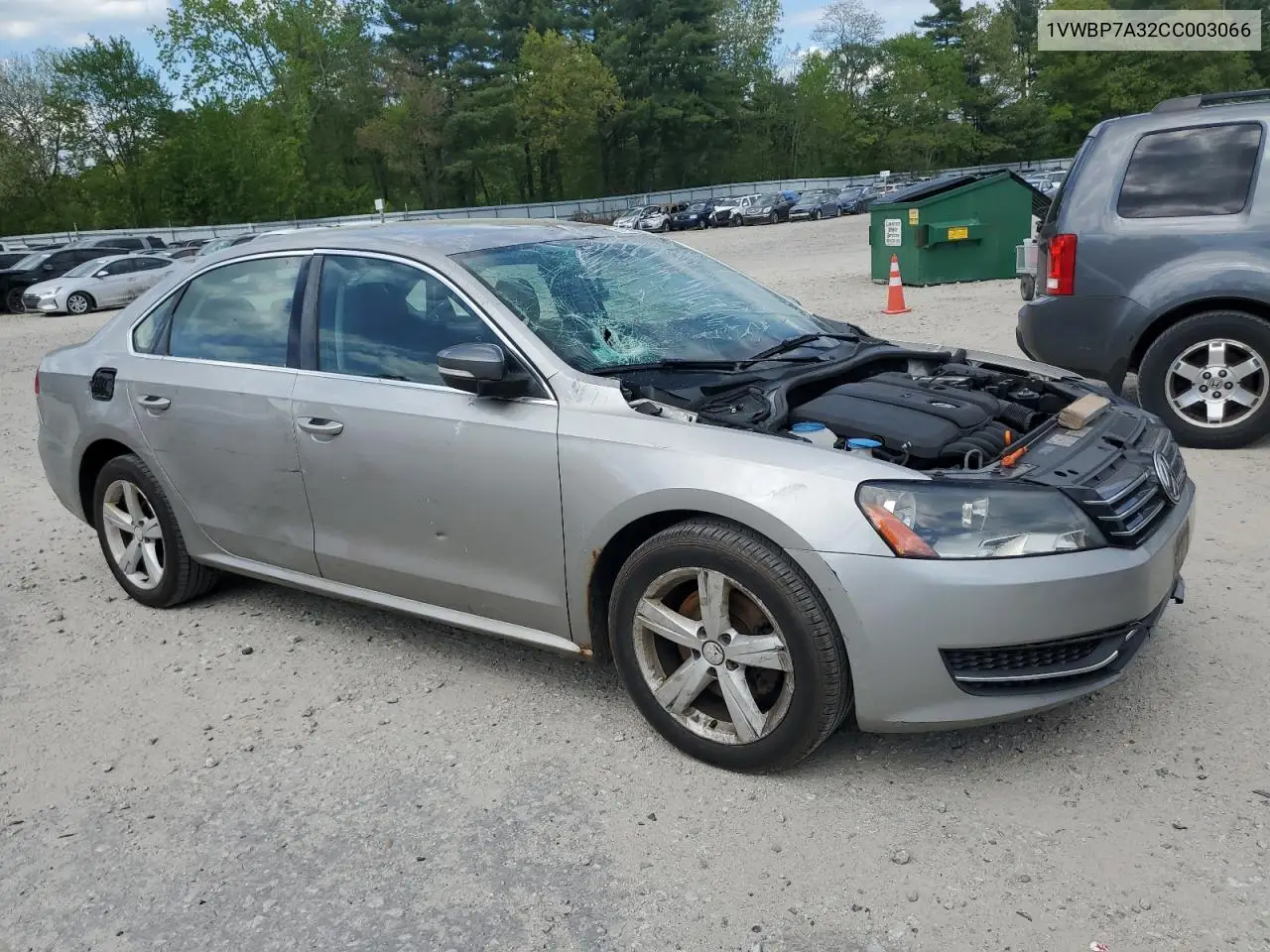 2012 Volkswagen Passat Se VIN: 1VWBP7A32CC003066 Lot: 57179695