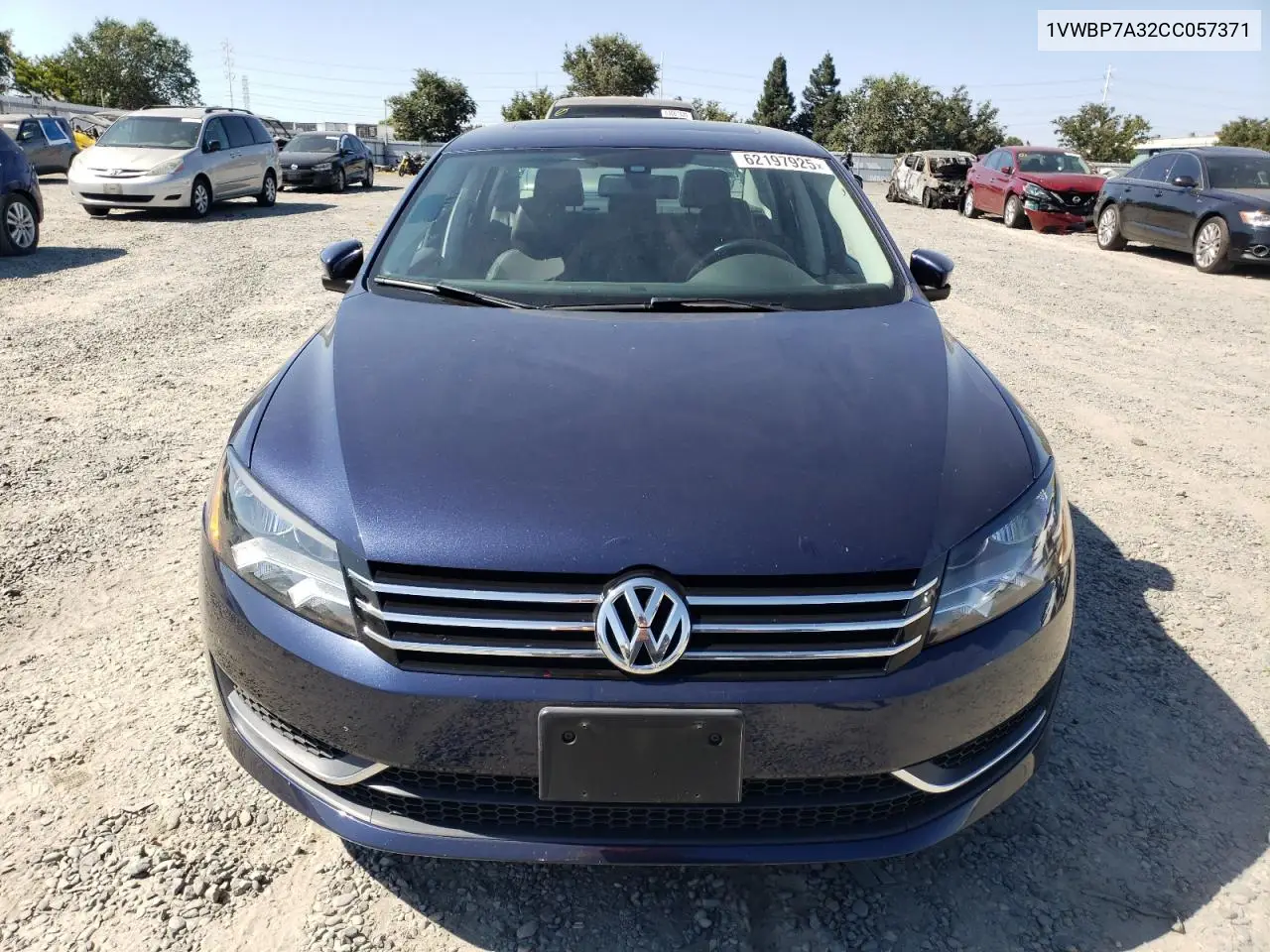2012 Volkswagen Passat Se VIN: 1VWBP7A32CC057371 Lot: 62197925