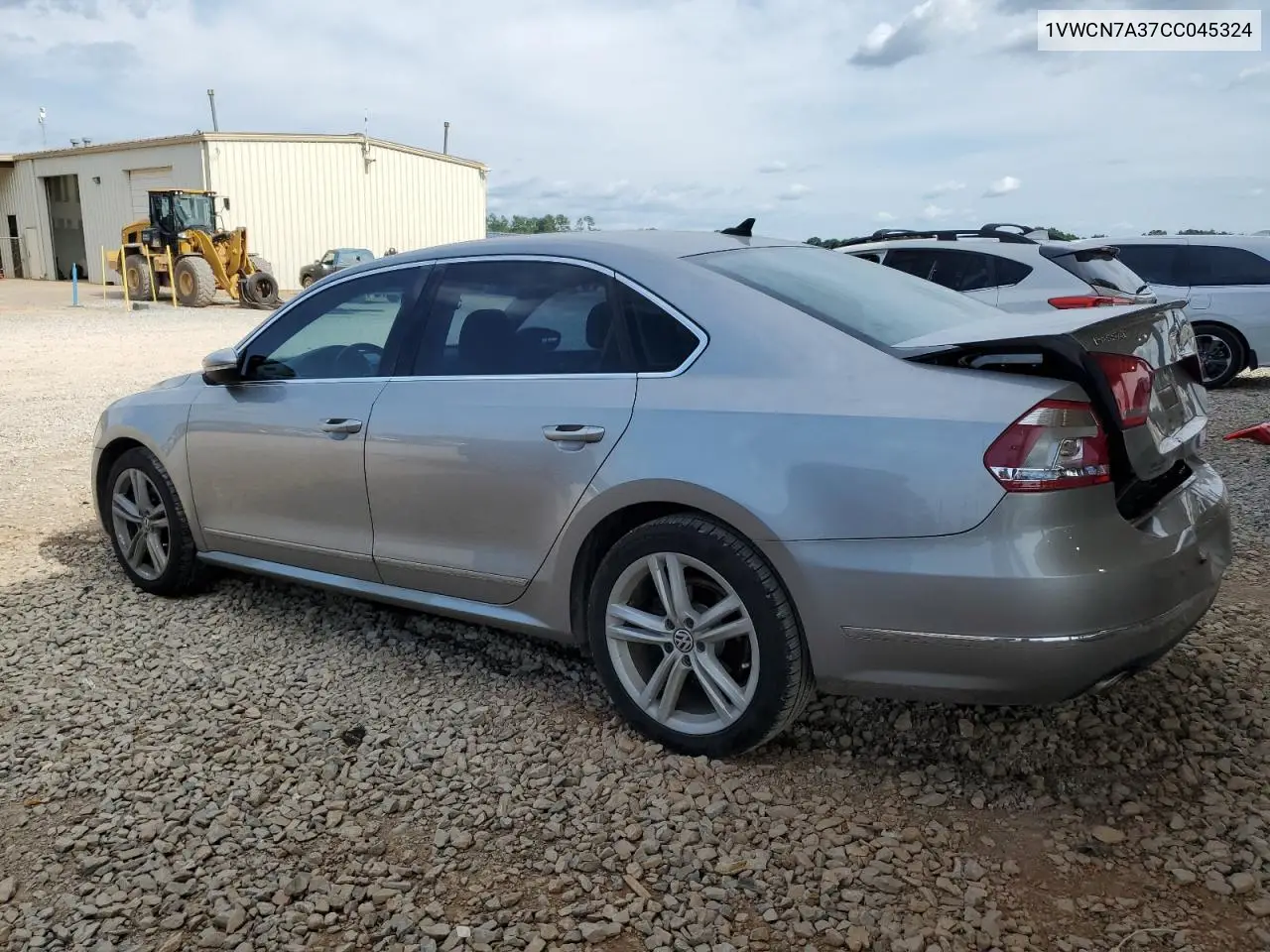 2012 Volkswagen Passat Sel VIN: 1VWCN7A37CC045324 Lot: 62823805