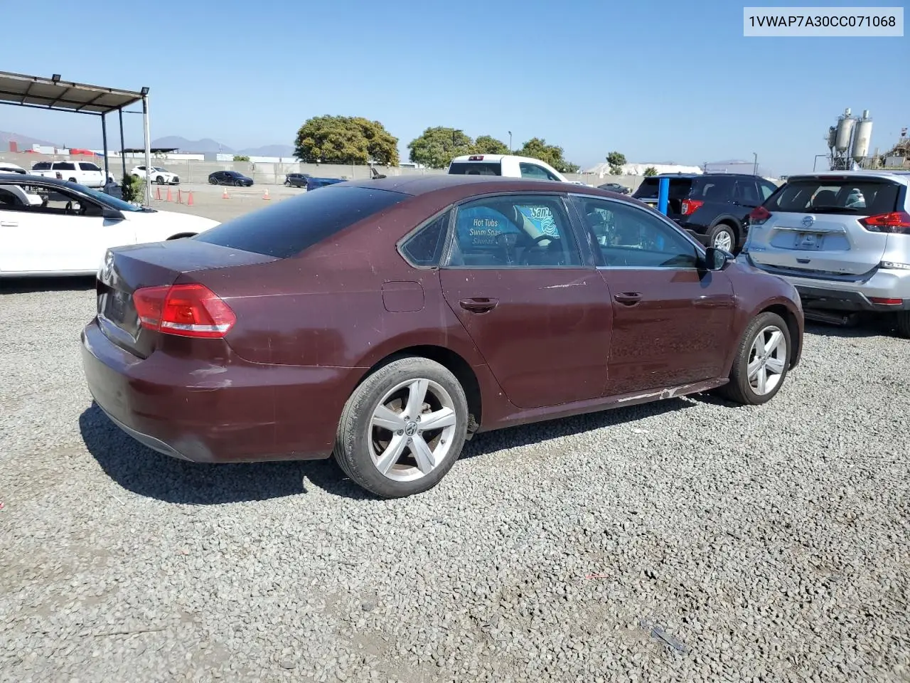 2012 Volkswagen Passat S VIN: 1VWAP7A30CC071068 Lot: 62884925