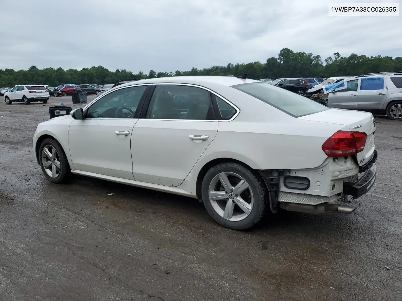 2012 Volkswagen Passat Se VIN: 1VWBP7A33CC026355 Lot: 62953825