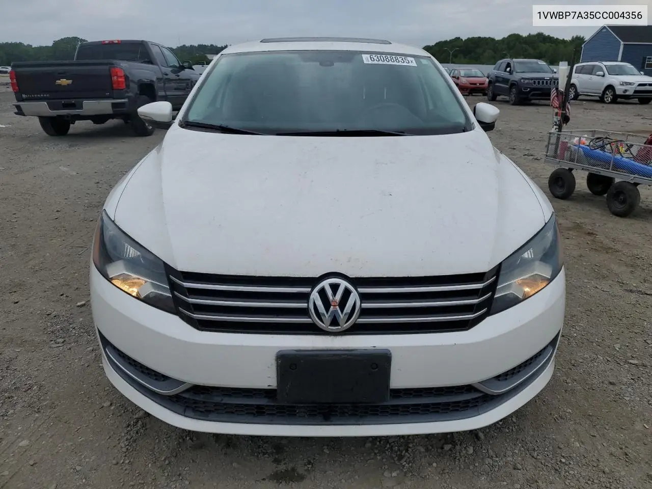 2012 Volkswagen Passat Se VIN: 1VWBP7A35CC004356 Lot: 63088835