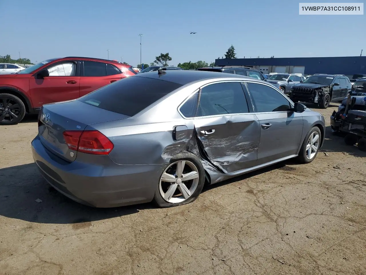 2012 Volkswagen Passat Se VIN: 1VWBP7A31CC108911 Lot: 63316195