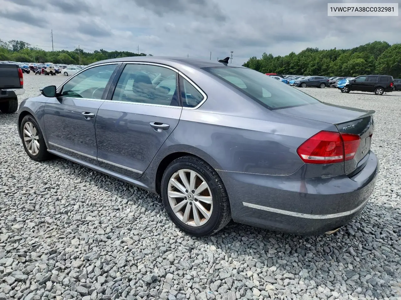 2012 Volkswagen Passat Sel VIN: 1VWCP7A38CC032981 Lot: 63382835