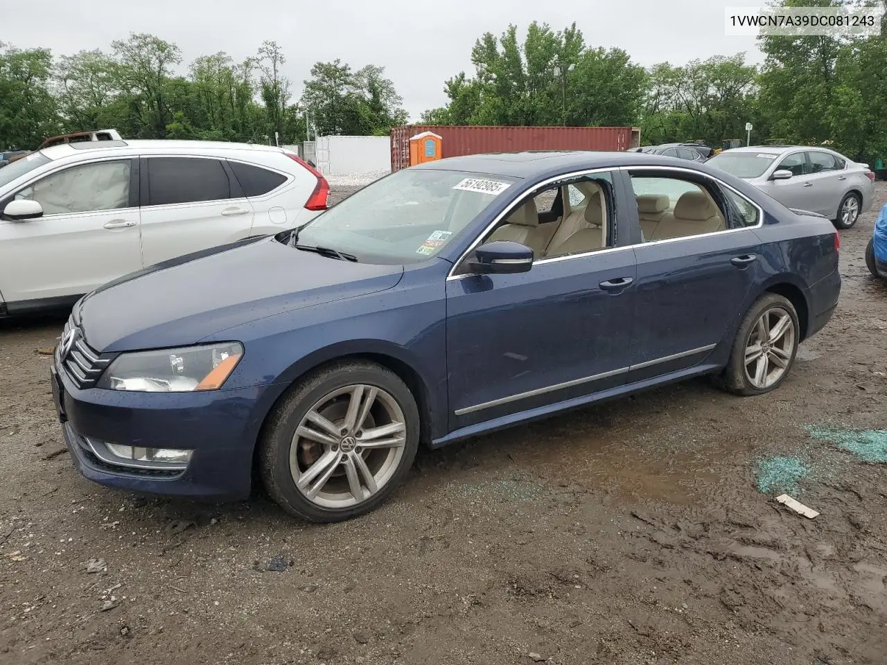 2013 Volkswagen Passat Sel VIN: 1VWCN7A39DC081243 Lot: 56192985