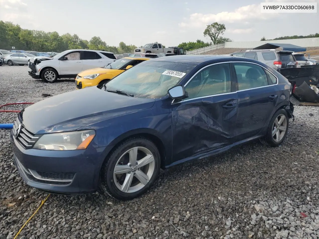 2013 Volkswagen Passat Se VIN: 1VWBP7A33DC060698 Lot: 59367055