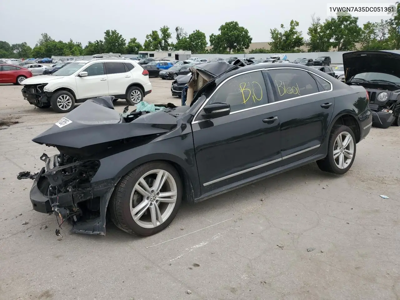 2013 Volkswagen Passat Sel VIN: 1VWCN7A35DC051351 Lot: 60523785