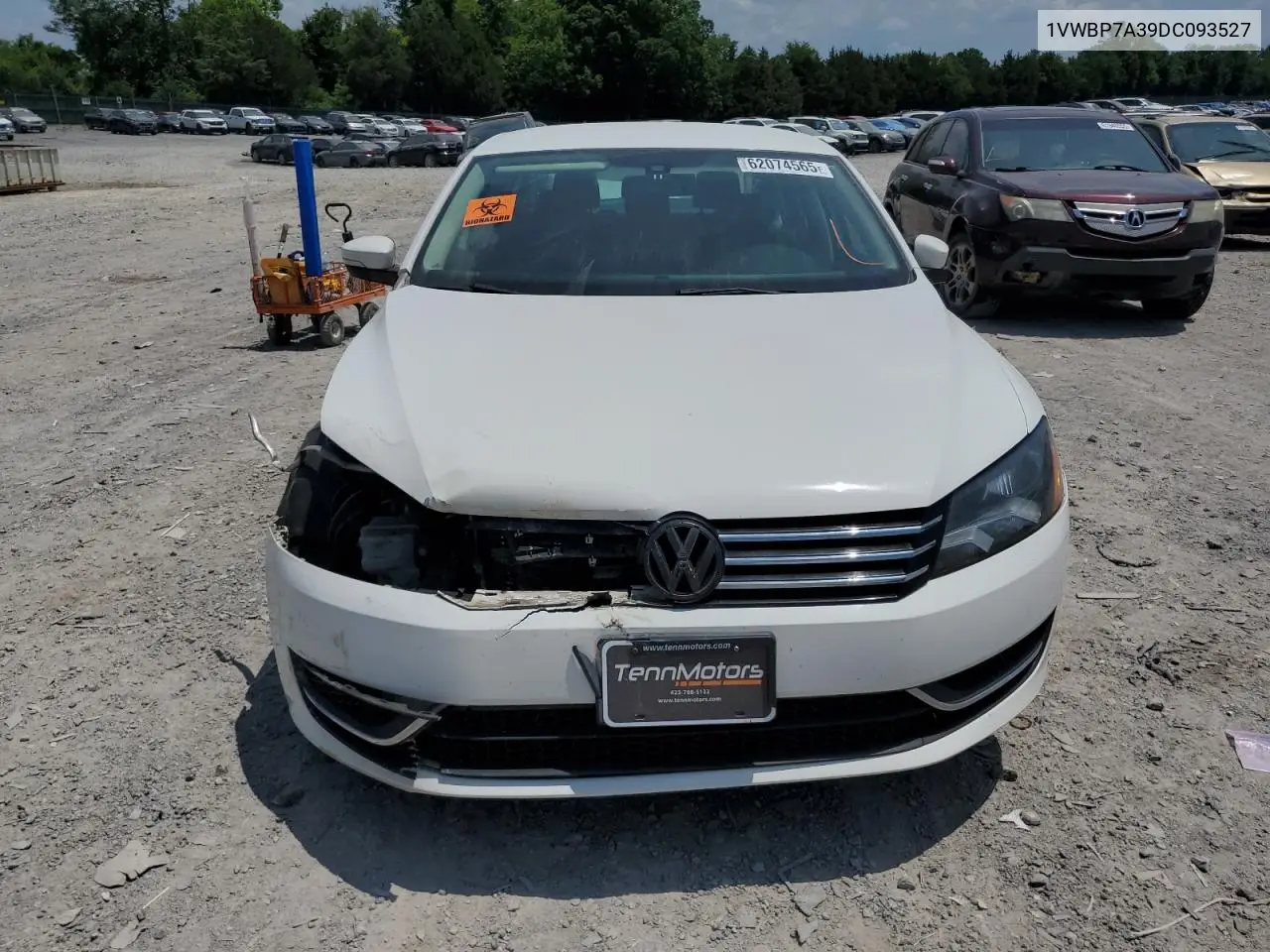 2013 Volkswagen Passat Se VIN: 1VWBP7A39DC093527 Lot: 62074565