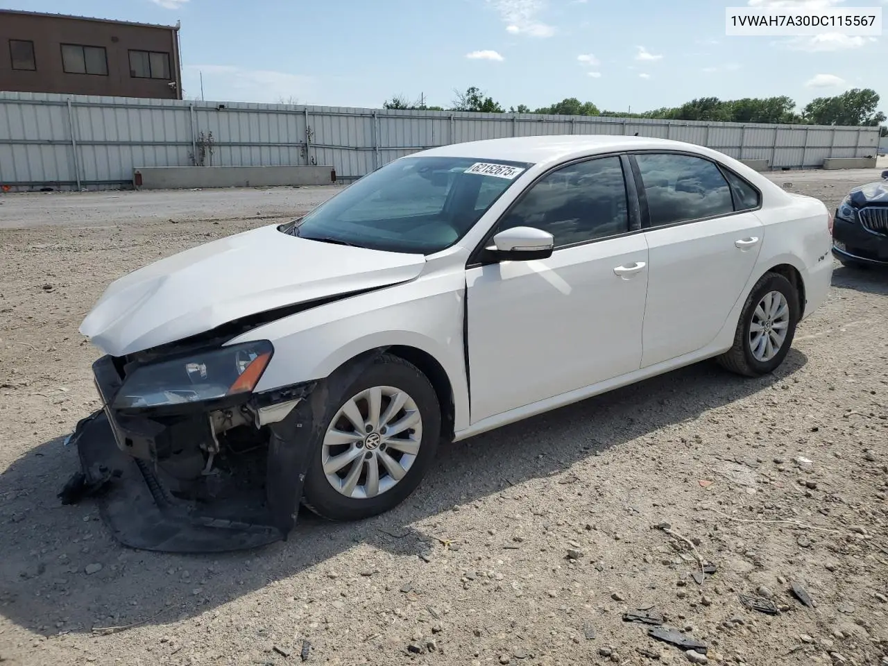 2013 Volkswagen Passat S VIN: 1VWAH7A30DC115567 Lot: 62152675