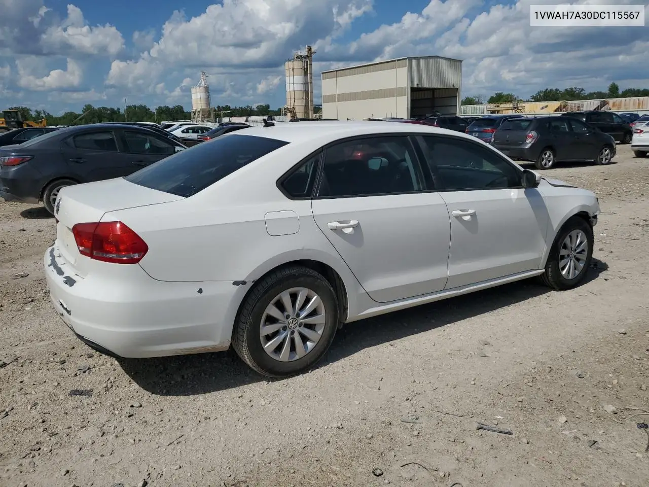 2013 Volkswagen Passat S VIN: 1VWAH7A30DC115567 Lot: 62152675